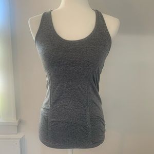 Athleta Fastest Track Ruched Grey Racerback Tank, Sz XS